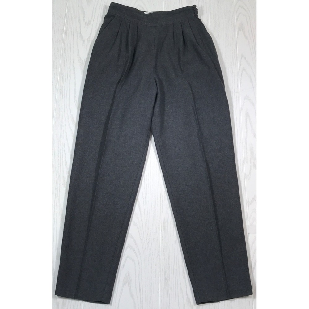 Vintage 80s Pleated High Rise Pants Women 11 Jr Habits Gray Side Button Mallcore